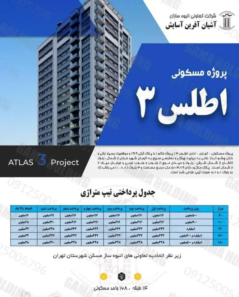 پروژه اطلس 3 تعاونی آشیان آفرین آسایش