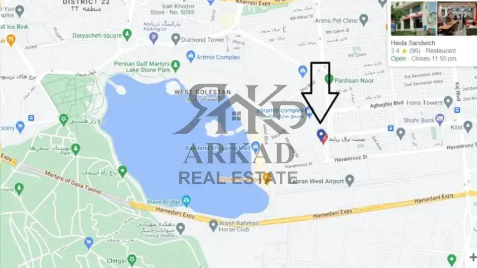 موقعیت برج رزلند چیتگر
